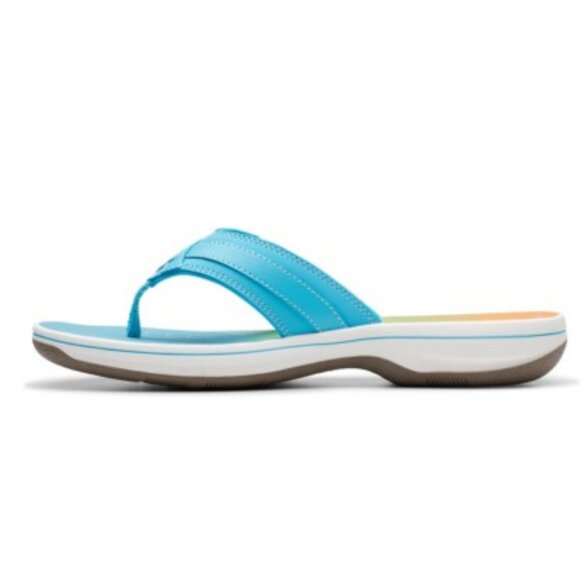 Clarks Cloud Steppers Breeze Sea Flip Flops Turquoise/Coral Ombre 🆕⌚📦🏃💨🚚 - Picture 5 of 16